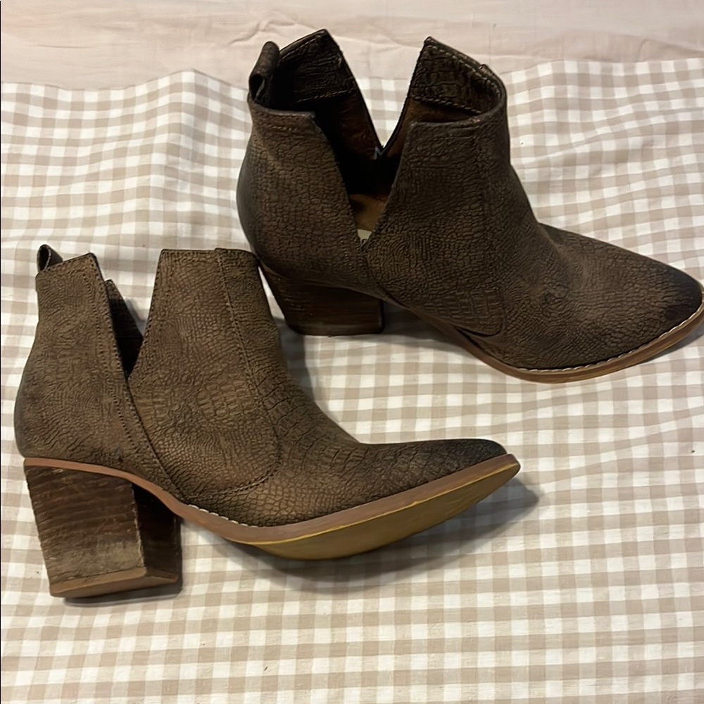 Not Rated Textured Brown Ankle Booties